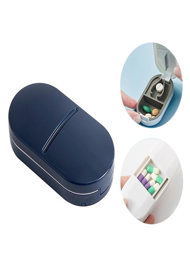 TREXEE Pill Cutter with Storage | Small Pill Cutter | Pill Splitter for Small or Large Pills and Vitamins Tablets, Portable Pretty Pill Crusher for Pocket or Purse (Blue) - Image 2